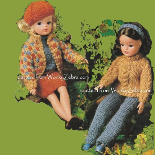 WZ00599 Sindy Dolls Clothes 70s CountrySide Set Vintage Knit Pattern PDF 00599
