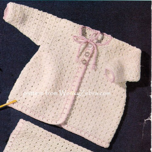 WonkyZebra - WZB102 Baby Crochet Layette Vintage Crochet Pattern PDF B0102