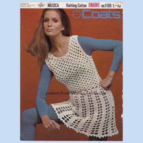 WonkyZebra - WZZ1005 70s Crochet Dress ...