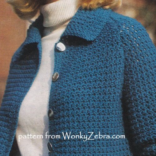 WonkyZebra WZZ1076 Textured Long Cardigan Jacket Vintage Crochet