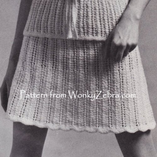 WonkyZebra - WZZ1094 Delicate Knitted Lace Top and Skirt Vintage Knit ...